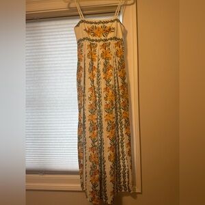Rachel Zoe White Maxi Dress with Yellow Floral Print